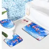 Mattes de bain 3d paysage imprimé de fleur de l'océan anti-glissement 3pcs set home entrée de porte paillasson de porte