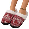 Slippers Christmas confortable Flat non glissant du peluche caricaturé House Soft Winter For Men Women