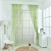 Cortina 200x100cm sólido largo mimbre hojas impresas cortinas de tul de tul de lujo