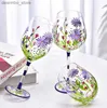 Wine Glasses Creative Hand Painted Red Wine lass Flower Pattern Wine Cup Cocktail Champane Flutes Crystal oblet Home Bar Weddin Drinkware L49