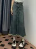 Rokken vintage klassieke volledige bijpassende levendige casual forens uit strakke sexy witte onregelmatige vrouwen lange denim rokgirls coolreddresses