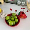 Forks Love Fruit Fork Stainless Steel Strawberry Shape Christmas Home Decoration Living Room Cake Snack