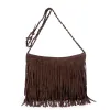 Gran capacidad Tasina para mujeres con flecos Faux Suede Messenger Crossbody Bag Fomen Bolso Bolso Bolso de hombro Bolsa de viaje Bolsa