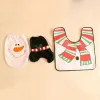 Bathroom Christmas Toilet Seat Cover Christmas Decorations For Home Santa Snowman Eco-Friendly Foot Pad Water Tank Cover New