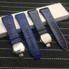 Topkwaliteit 28 mm Echt lederen zwart blauwe horlogeband siliconengordel vervangende armband geschikt voor fit Franck Muller Strap254O