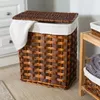 Wäschetaschen 7-teiliger Wicker Hamper und Bad Combo Set Schokolade braun