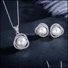 Orecchini collana delicata set di percorsi perle perle set da 9-10 mm di grande orecchino oblato per donne anniversario di gioielli regalo di gioielli ricchi di loco dhkfh