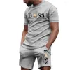 Mens Tracksuits 2024 Summer Sports Wear Set Dreattable Short Sleeved T-shirt och Shorts Two Piece Casual Basketball Training Clothes