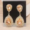 Dangle Ohrringe verkaufen Schmuck Strass Ohrring Golden Silbergrün/klar/gelb/roter Farbe Stein Luxuskristall