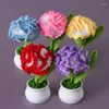 Fleurs décoratives artificielles carnage au crochet fleur de fleur mini-potage de mariage en pot ornements de bureau à la main