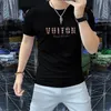 Yeni 2024 Hotsales Erkekler Tees Kısa Kollu Sıcak Matkap Mektubu Gevşek Uygun Erkek Tişört Saf Pamuk T-Shirt Çift Stil Erkek Kadın Giyim Boyutu M-5XL