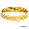 Bangle Freetry 3pcs Glossy Stainless Steel Bangles Bracelets For Women Simple Gold Plated Metal Bracelet Minimalist Statement Jewelry