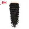 Clôture en dentelle de vague profonde brésilienne élégante 100% Remy Human Hair 4x4 Swiss Lace Natural Color Top Fertures 8-18 pouces