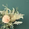 Decorative Flowers Artificial Silk Dandelion Plastic Eucalyptus Hybrid Bouquet Wedding Engagement Party Tabletop Home Deocr Fake Flower