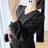 Vestidos de maternidad ropa de otoño e invierno para mujer embarazada camisas de manga larga de manga larga vestidos de la mujer vestidos de maternidad elegante negro caqui 240412