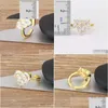 Anneaux de mariage Nidin Round Romantic Heart Ring White Zircon Open Ajustement Simple Design premium Bijoux Finger Fine Party Gift Wholesale Dhibu