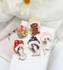 Fashion character pattern Gold Plated Enamel Pins Creative mushroom Girl Brooches 5pcs Set Paint Brooch for Women Denim Shirt Bad4673115