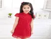 Yeni Varış Yaz Çin tarzı elbise geleneksel kırmızı dantel cheongsam qipao kollu kızlar çocuklar için prenses elbiseler6851940