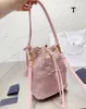 Bolsas de paja de mujer bolsos de hombro de nylon bolsos de bolsos de cadena de bolsos diseñador de la caramelo de la caramelo dama pequeña bolsas del cubo del cubo tamaño 24