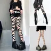 Skarpetki dla kobiet odsłonięte pończochy nóg punkowe gotyckie dziury rajstopy na imprezę w klubie nocnym chuda elastyczna elastyczność