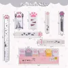 8 Pcs Cute Cat Paw Stationery Set Kawaii School Supplies Including Pencil Sharpener Retractable Eraser Reusable Durable (White)