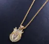 Crown Lion Pendant Necklace Nieuwe heuphop ketting sieraden Gold vergulde ijs uit hang kettingen9038336