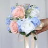 Fleurs décoratives mariage artificiel bleu rose petit bouquet de fleurs fête de mariée