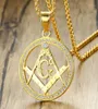 Collier masonic-en-acier en acier inoxydable Chaîne de mode Gol Collier Hip Hop Crystal Jewelry sur le cou entier19527677