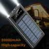 Banche 200000Mah solare Power Bank costruito Cavi Caricatore solare 2 Porte USB Caricatore veloce esterno con luce a LED per Xiaomi iPhone Nuovo