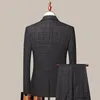 Erkek Suit Blazers 3 PCS Blazers Pantolon Yelek Seti / 2023 Yeni Erkek İş Profesyonel Klasik Moda Ziyafet Ekose Palto Yelek 2 PCS Suits