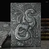 Notebook per dinosauri in ritrovina 3D retrò in metallo in metallo superficie portatile diario di viaggio per studenti di cartoleria per uffici commerciali