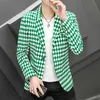 Herrdräkter blazrar Ny 2024 Spring Autumn Casual Mens Slim Fit Plaid Suits Blazers Coat Single Botton Liten kostymutkläder Top Checker Thin Jacket