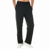 Pants Men s Mens Spår Elastic midja Zip Up Byxor Casual Athletic Wide Leg Sweatpants joggar med fickor Sweatpants