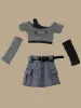 Nieuwe aankomst (1/4 BJD-poppenkleding) Off schoudert-shirt tops en werkkleding korte rok voor 1/4 SD MSD-poppenaccessoires