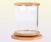 Aquariums 360 Degree Rotating Glass Betta Fish Tank Bamboo Base Mini Decoration Rotate Bowl Aquarium Accessories For Office6055376