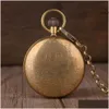 Pocket Watches Vintage Retro Copper Watch Men Alloy London Mechanical With Metal Chain Steampunk Roman1 Drop Delivery Otgwm