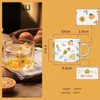 Wine Glasses Creative Glass Mug With Handgrip Cute Brief Style Breakfast Salad Cups Large Capacity 500ML Fruit Printed Mugs Cold Drink Cup