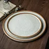 Plates Japanese Superior Dinner Soft-felt Ceramic Dishes Orange Edges Speckled Tableware Microwave Steamer Available