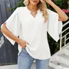 Chiffon Blouses voor dames 3/4 Mouw Summer Grade Tunic Tunic Tops Casual Losse V Neck T-Shirts 2404121