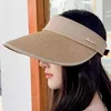 Visir Wide Brim Hatts Bucket Hats Cokk Summer Hats For Women Empty Top Sunscreen Sun Hat Kvinnliga andningsbara utomhusstrand Visir Cap New Gorro 240412