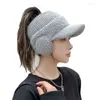 Ball Caps Hat Women's Winter Cycling Knitted Ear Protection Cap Fashion Everything Plus Cashmere Warm Empty Top Earmuffs Woolen