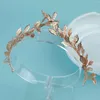 Haarclips Retro Gold Color Leaf Haarband Wedding Bruid Kop Sieraden Tiara Accessories Metalen kopstuk Kroonhoofddress