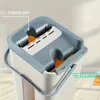 Flat Floor Mop Bucket Set With 2 Microfiber Pads Easy SelfWringing Cleaning Wet And Dry For Laminate 240412