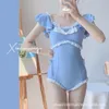 Frauen Badebekleidung Das Himmelblau ist rein sexy schöne lolita einteilige zeigt dünne Mädchenstile der Sommerstudenten