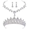 Necklace Earrings Set Crown Crowns For Women Bridal Tiara Wedding Kit Jewelry Bride Tiaras Rhinestones Suits