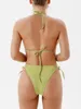 Menas de banho feminina Halter String Bikini sexy 2024 Mulheres maiô Solid Hollow Out Feminino Bathing Swimming Swim Swim Teach de praia