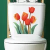 Tulpe Toilettenaufkleber WC Selbstkleber Wandaufkleber Badezimmer Toilettendeckel Aufkleber Aufkleber Taste Kunst Wandbild für Badezimmer Wohnzimmerschrank