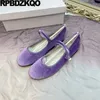 Scarpe casual Mary Jane Velvet Flats comodi vecchi tessuti pecheni di peperoncino di grandi dimensioni Lavenda perla larga donna in forma rotonda di punta della punta della punta della punta della sola Cina