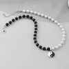 Chokers Round Pearl Beads Yin Yang Taichi Pendant Stainless Steel Chain Unisex Necklace Couple Jewelry Women Mens4509712