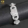 새로운 인기있는 18mm Long Stick Bread Moissanite VVS Sier 남자 아이스 쿠바 체인 팔찌